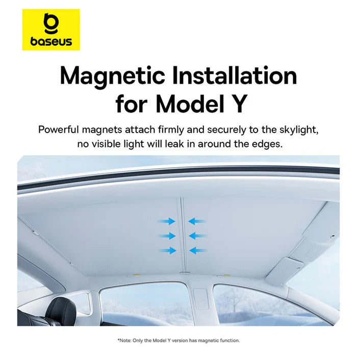 Baseus T-Space Series Car Skylight Sunshade For Tesla Model Y (Double Layer Version)-Moon White