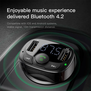 Baseus Car FM Transmitter Bluetooth MP3 Dual USB Charger SD Card Player Charger