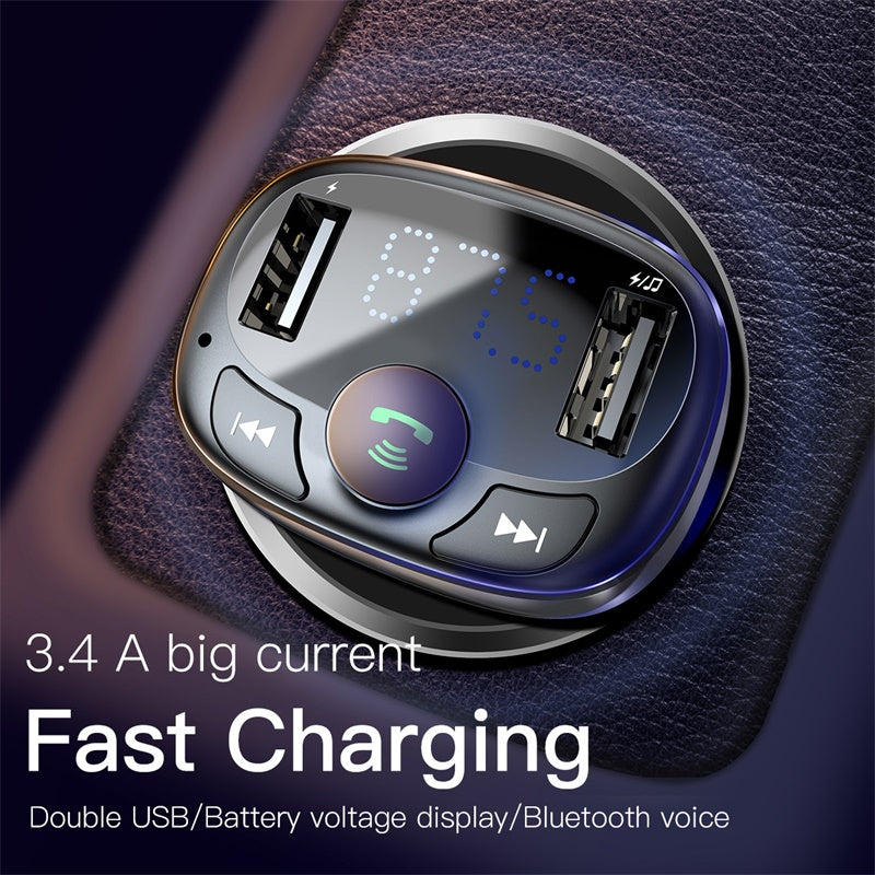 Baseus Car FM Transmitter Bluetooth MP3 Dual USB Charger SD Card Player Charger