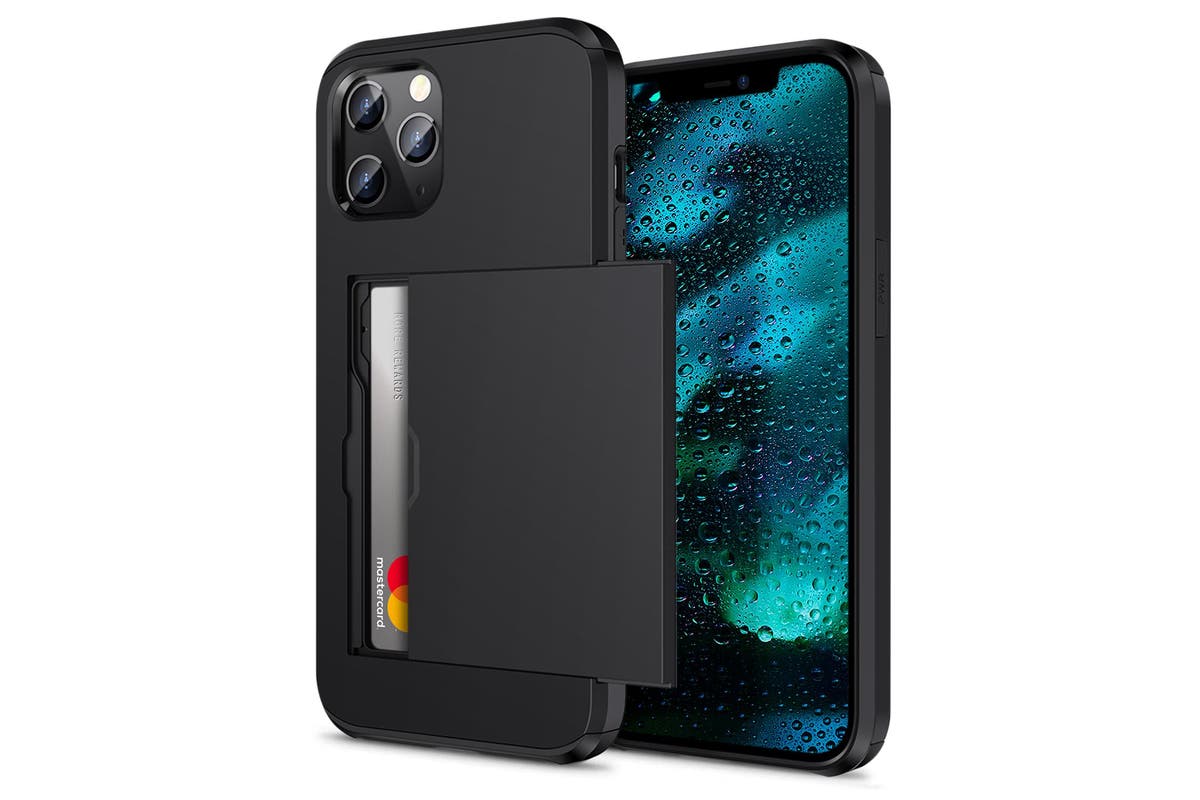 iPhone Slide Armor Wallet Credit Card Holder Protective Cover for Apple