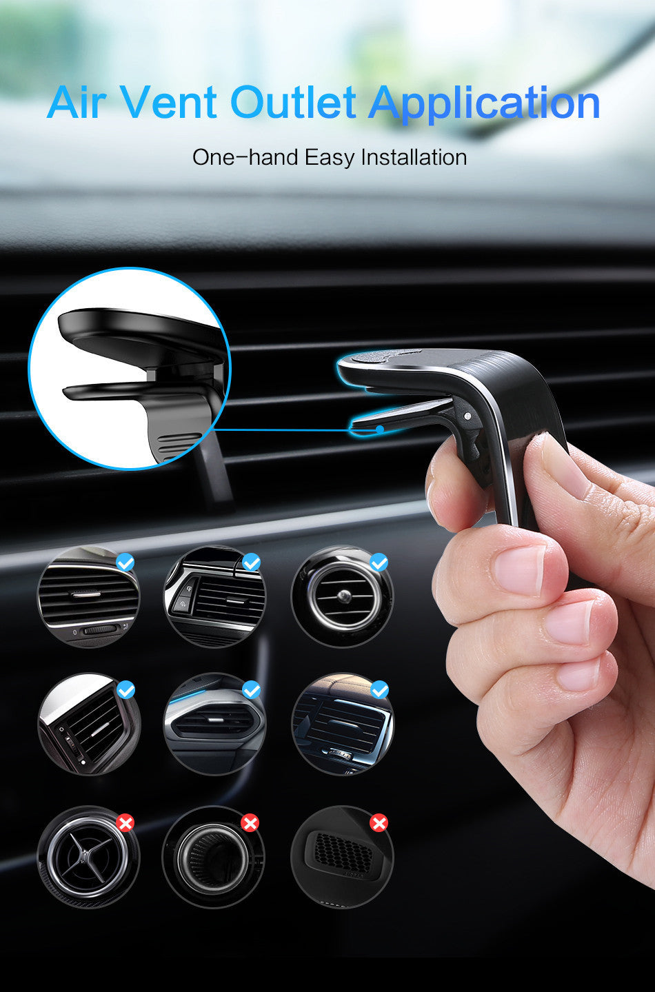 Blacktech - Magnetic Phone Holder Air Vent