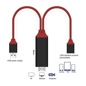 Apple Samsung 2 Meter Universal 3 in 1 Lighting/Type-C/Micro USB/ to HDMI Cable for iPhone Android Phones 1080P