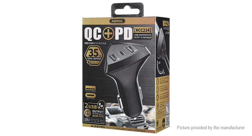 REMAX RCC 214 ALIENS PRO Car Charger QC + PD USB + Type C Car Charger