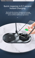 Load image into Gallery viewer, Baseus 15W 2in1 Simple Phone and Airpods Qi Wireless Charger - Black
