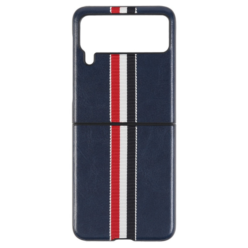 2022 Fashion Stripe Litchi Grain Cross Case for Samsung Galaxy Z Flip 4 3 Cover Anti-knock luxury leather Cases for Flip 3 Flip3