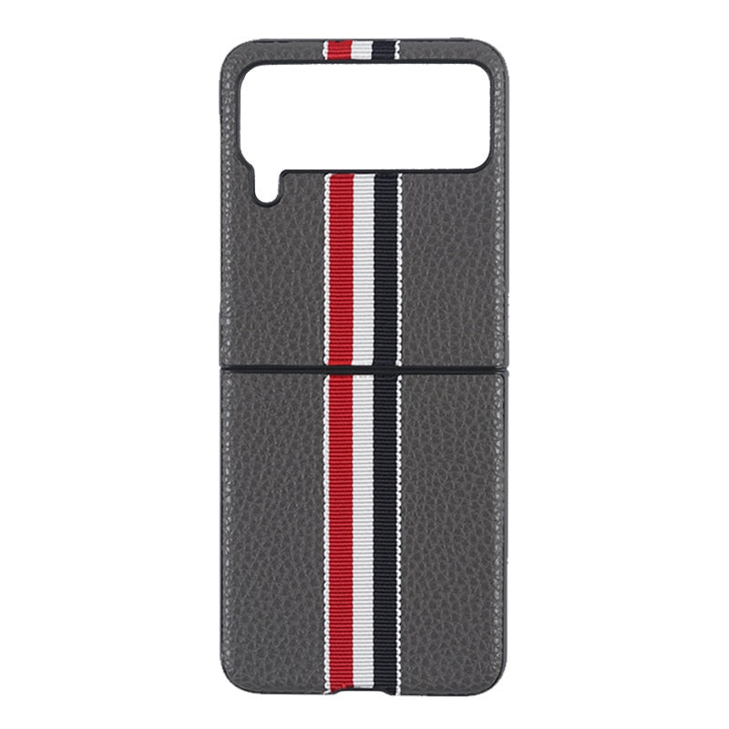 2022 Fashion Stripe Litchi Grain Cross Case for Samsung Galaxy Z Flip 4 3 Cover Anti-knock luxury leather Cases for Flip 3 Flip3