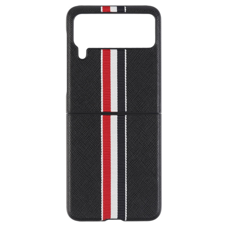 2022 Fashion Stripe Litchi Grain Cross Case for Samsung Galaxy Z Flip 4 3 Cover Anti-knock luxury leather Cases for Flip 3 Flip3