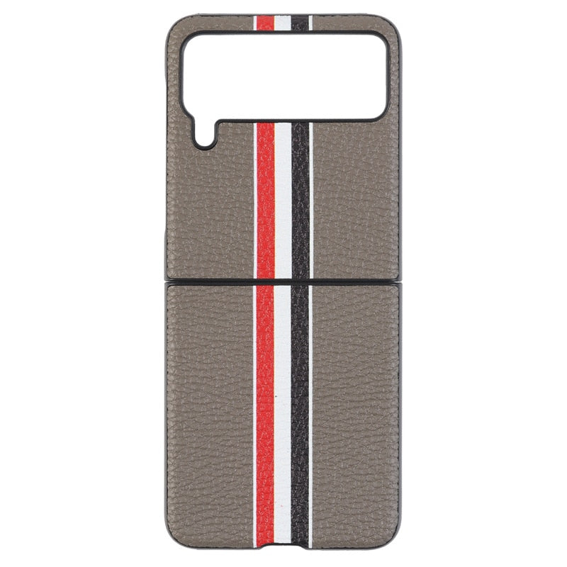 2022 Fashion Stripe Litchi Grain Cross Case for Samsung Galaxy Z Flip 4 3 Cover Anti-knock luxury leather Cases for Flip 3 Flip3