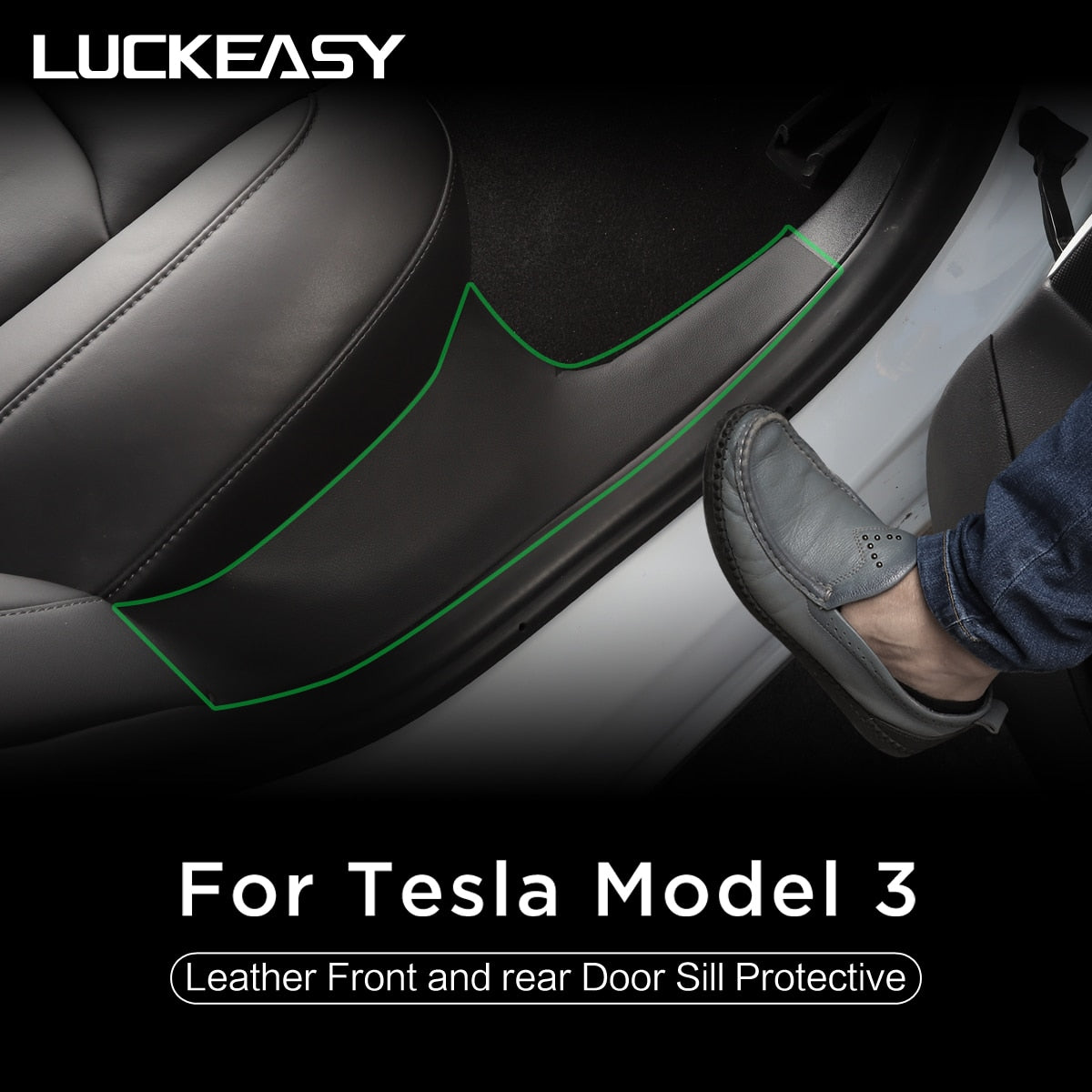 LUCKEASY For Tesla Model 3 Invisible Car Door Sill Anti Kick Pad Protection Side Edge Film Model3 2017-2022 Protector Stickers