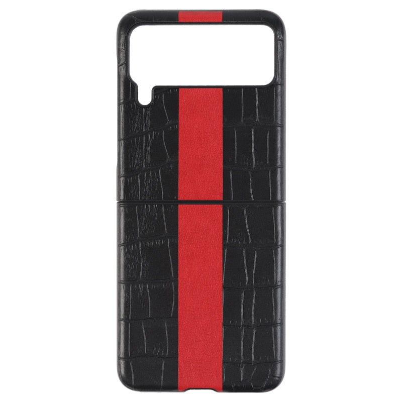 2022 Fashion Stripe Litchi Grain Cross Case for Samsung Galaxy Z Flip 4 3 Cover Anti-knock luxury leather Cases for Flip 3 Flip3