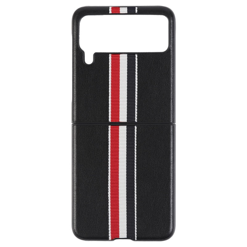 2022 Fashion Stripe Litchi Grain Cross Case for Samsung Galaxy Z Flip 4 3 Cover Anti-knock luxury leather Cases for Flip 3 Flip3