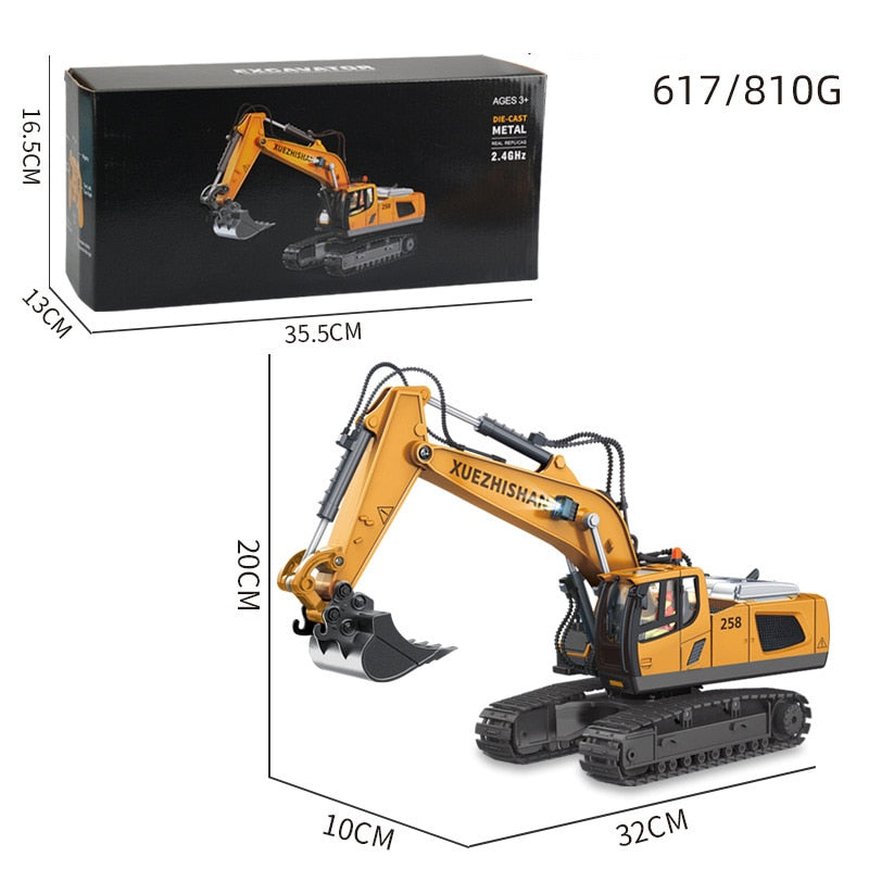 1: 20 Large Alloy Remote Control Excavator 11 Channel Crawler Excavator Children Boy Competition Engineering Vehicle Model Toy