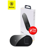 Load image into Gallery viewer, Baseus 15W 2in1 Simple Phone and Airpods Qi Wireless Charger - Black
