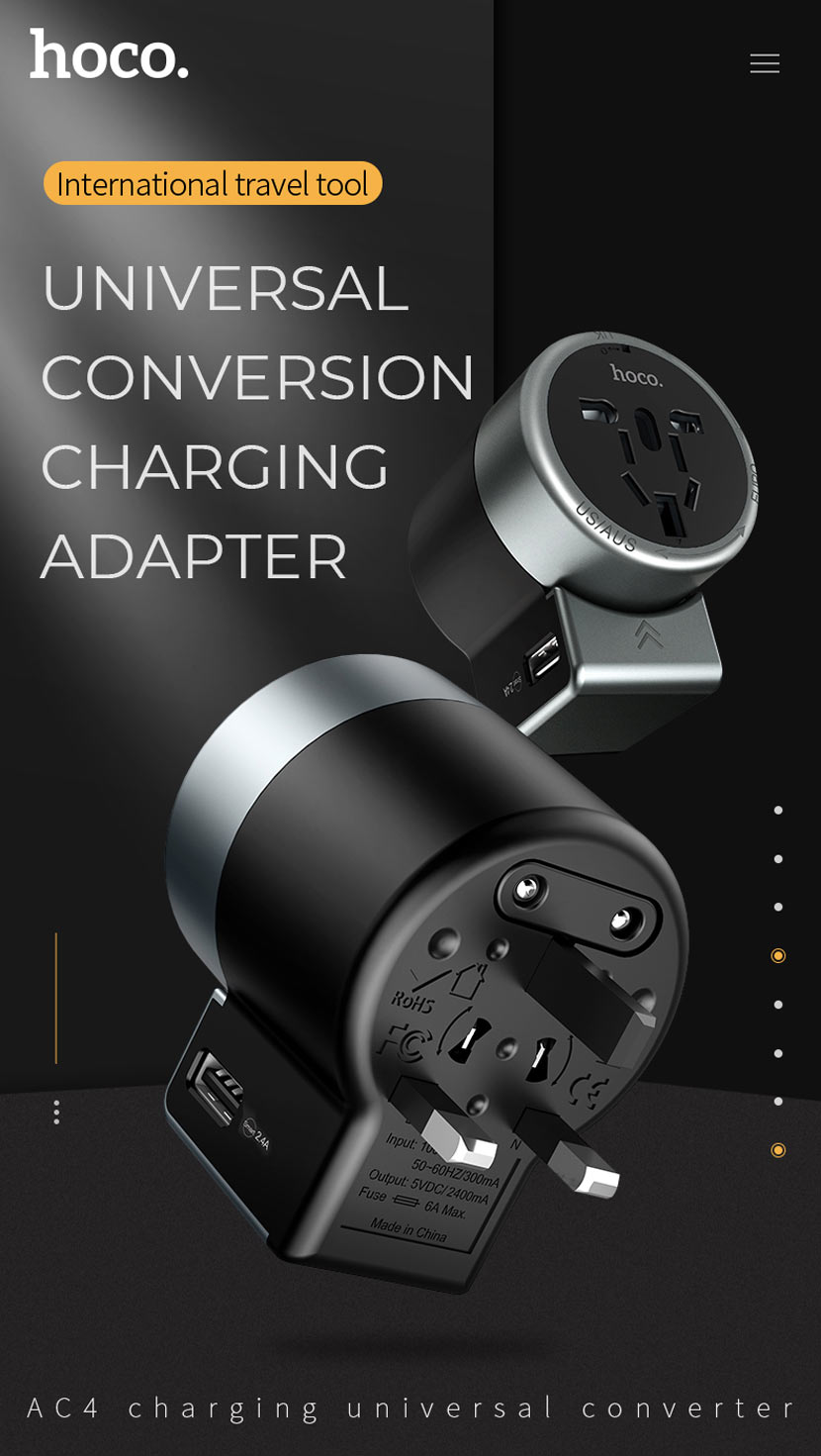 HOCO AC4 Dual Port Travel Charger Universal Charging Converter 2.4A