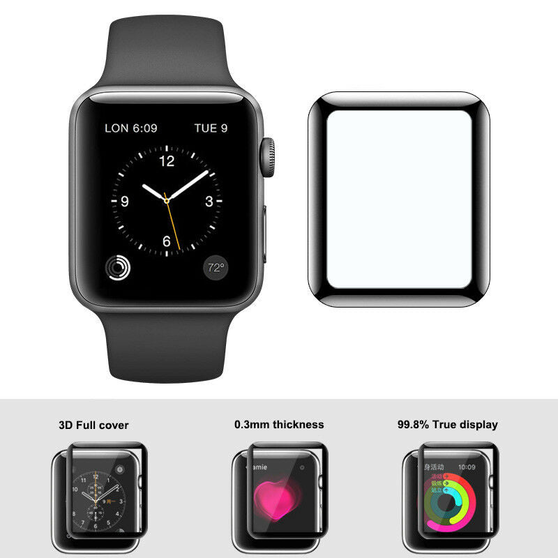 Apple Watch FULL COVERAGE CURVED Tempered Glass Screen Protector