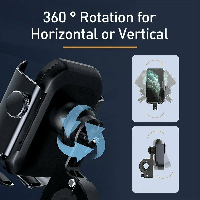 Baseus Motorcycle Bicycle Bike Phone Holder Handlebar Mount 360° Rotation iPhone Samsung Mobile Phone