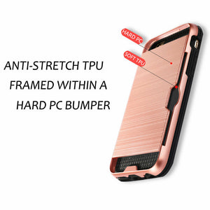 iPhone Tough Shockproof Card Holder Back Case Cover