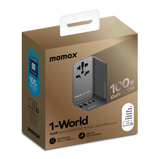 Momax 1-World (100W) GaN PD (4-Port) USB Type-C Charger / AC Plug / Travel Adapter