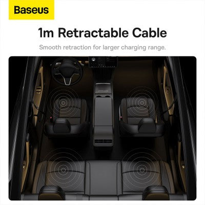 Baseus T-Space Series HUB for Tesla Cars (With a retractable 45W type-C cable)-Cluster Black