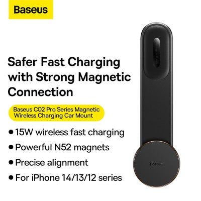 Baseus C02 Pro Series Magnetic Wireless Charging Car Mount-Cluster Black