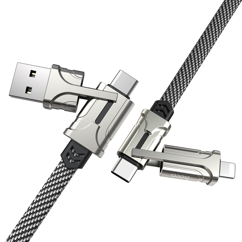 Hoco S22 Magic Cube 60W USB to Lightning / Type-C / Type-C to Type-C / Lightning Charging Data Cable 1.2m Zinc Alloy connectors and Woven Cloth Braid