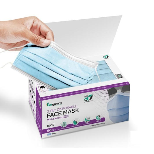 TGA Certificated Bergamot B501 3 Ply Earloop Face Masks - ARTG ID 334033