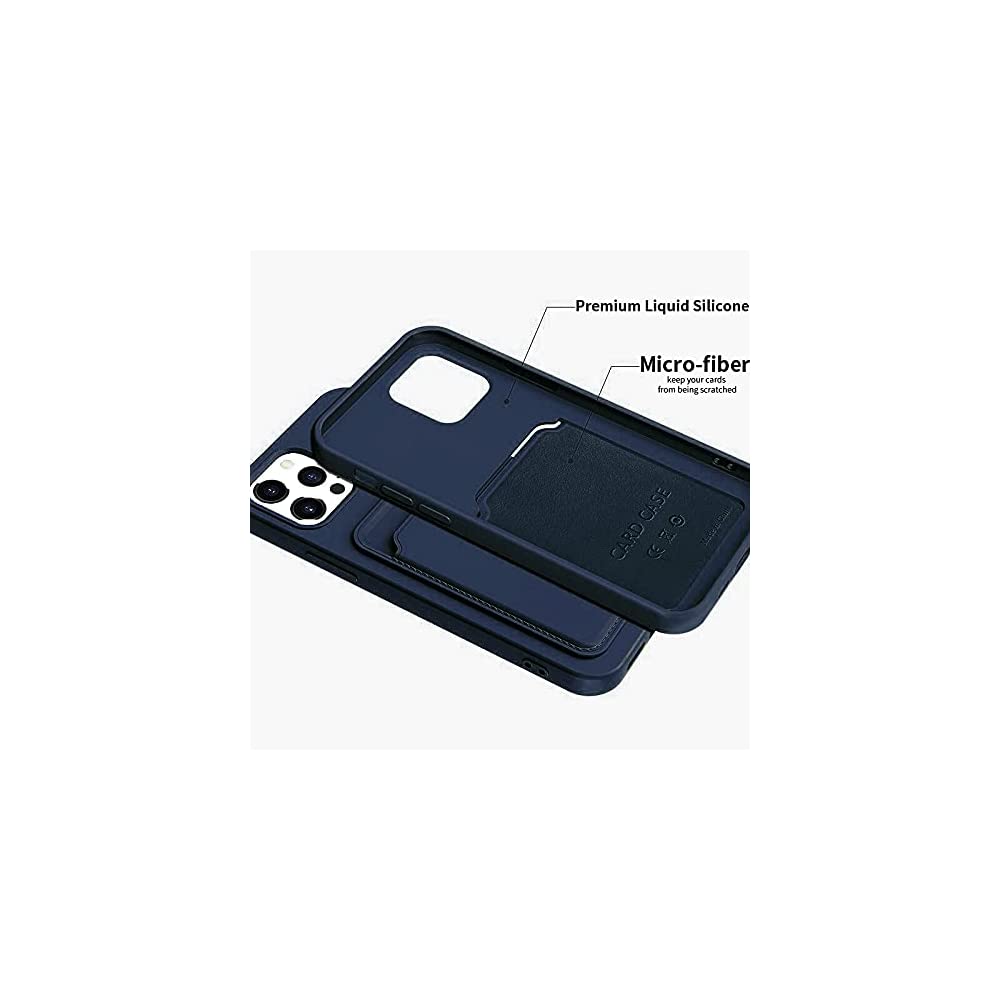 Defender Liquid Silicone & Hard Case Protection Drop Proof Tough Case with Card Holder for iPhone