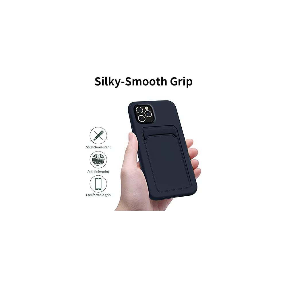 Defender Liquid Silicone & Hard Case Protection Drop Proof Tough Case with Card Holder for iPhone