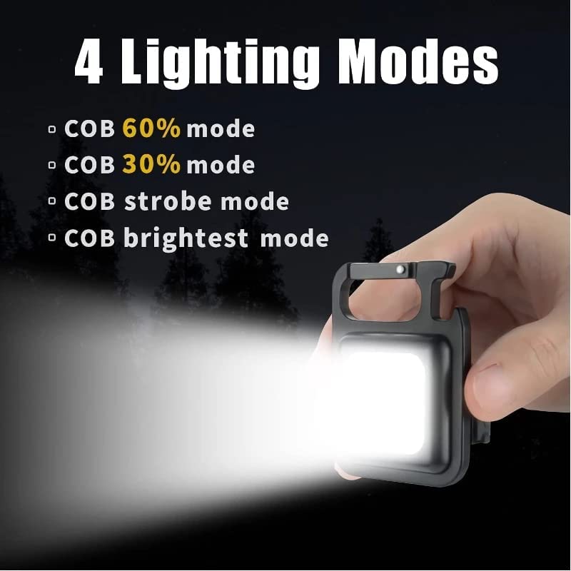 LED COB Lantern Multifunctional Pocket Work Light Rechargeable Flashlight Keychain Lights 4 Modes for Outdoor Camping