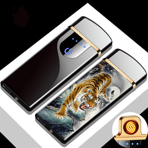 Electric Metal Lighters Windproof Dual Arc Plasma Rechargeable USB Lighter For Men Gadgets