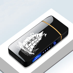 Electric Metal Lighters Windproof Dual Arc Plasma Rechargeable USB Lighter For Men Gadgets