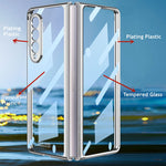 Load image into Gallery viewer, Front Tempered Glass Transparent Case for Samsung galaxy Z Fold 3 4 Cover Plating Frame Hard Clear S Pen Slot Holder Back Case
