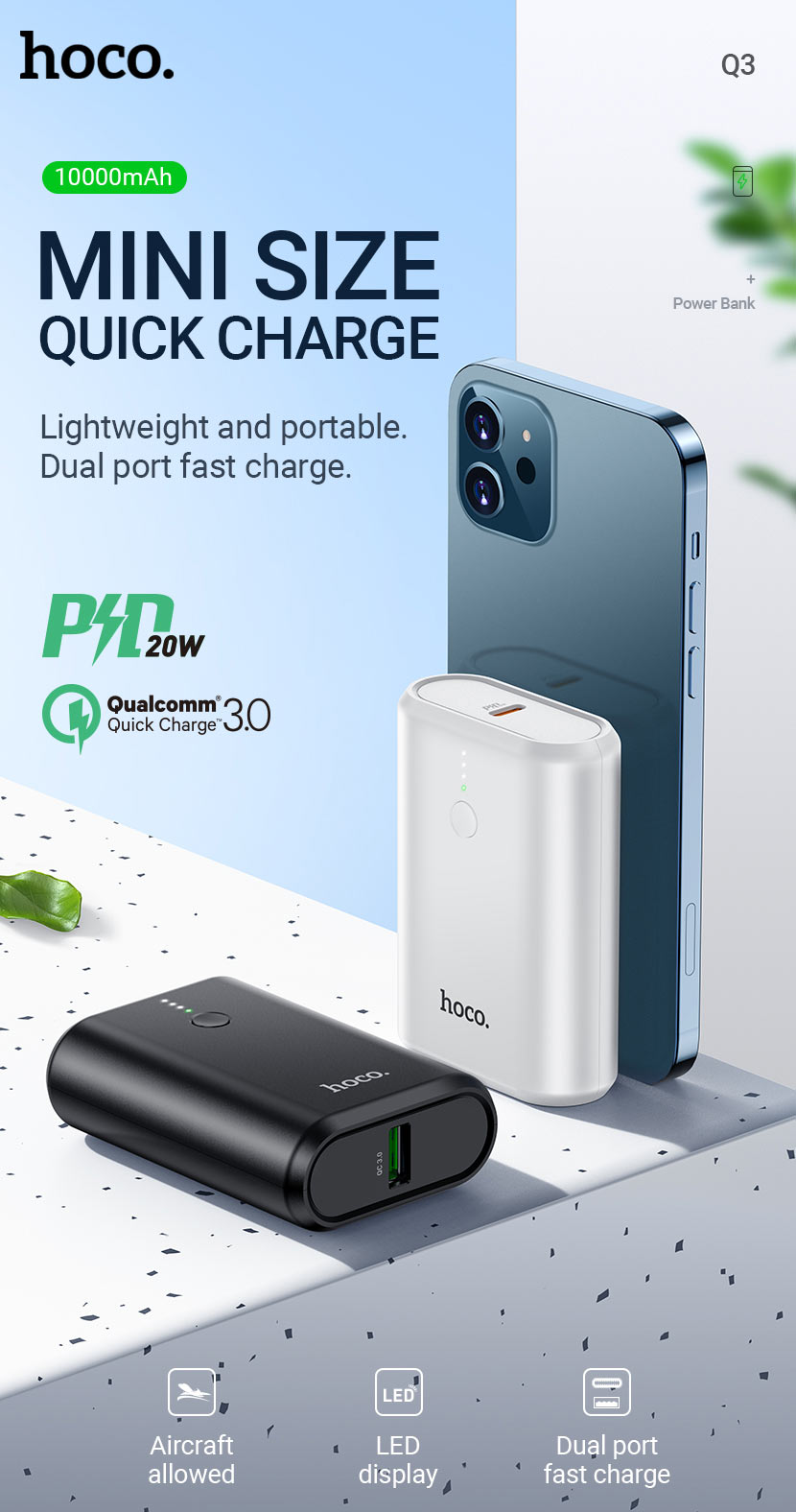 Hoco PD20W QC3.0 Fast Charging Mini Power Bank 10000mAh