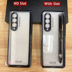 Load image into Gallery viewer, Front Tempered Glass Transparent Case for Samsung galaxy Z Fold 3 4 Cover Plating Frame Hard Clear S Pen Slot Holder Back Case
