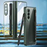 Load image into Gallery viewer, Front Tempered Glass Transparent Case for Samsung galaxy Z Fold 3 4 Cover Plating Frame Hard Clear S Pen Slot Holder Back Case
