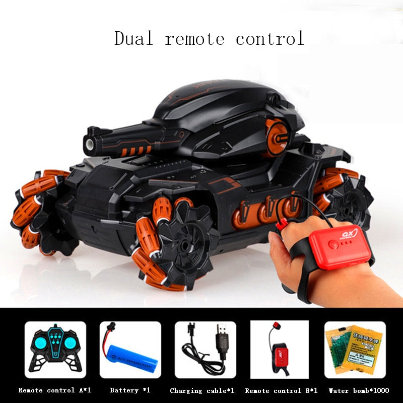 2.4G RC Car Toy 4WD Water Bomb Tank RC Toy Shooting Competitive Gesture Controlled Tank Remote Control Drift Car Kids Boy Toys