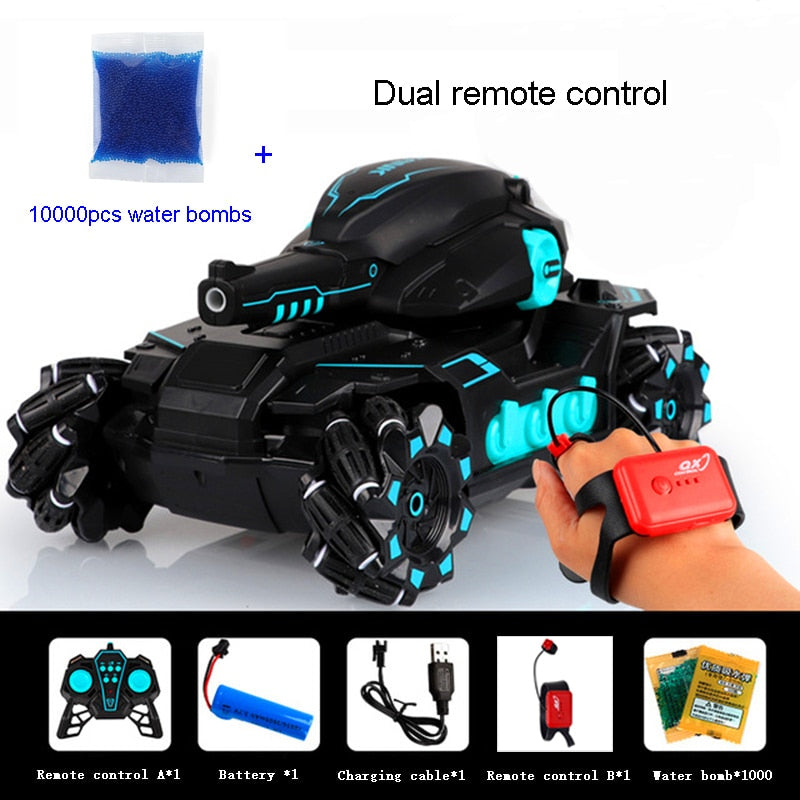 2.4G RC Car Toy 4WD Water Bomb Tank RC Toy Shooting Competitive Gesture Controlled Tank Remote Control Drift Car Kids Boy Toys