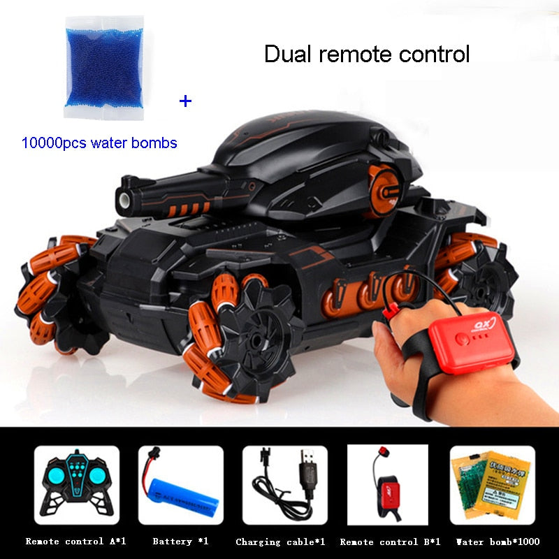 2.4G RC Car Toy 4WD Water Bomb Tank RC Toy Shooting Competitive Gesture Controlled Tank Remote Control Drift Car Kids Boy Toys