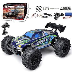 Rc Cars Off Road 4WD with LED Headlight,1/16 Scale Rock Crawler 4WD 2.4G 50KM High Speed Drift Remote Control Monster Truck Toys
