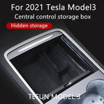 Load image into Gallery viewer, TEFUN For Tesla Model 3 Y 2021 2022 Storage Box Car Central Armrest Flocking/ABS Storage Box Organizer Model 3 2021 Accessories

