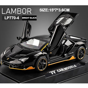 1/32 Scale LP770-4 Diecast Car Model Cars Zinc Alloy Diecast Car Model Autos Toys Gift for Boys Pull Back Light Music Car Kids