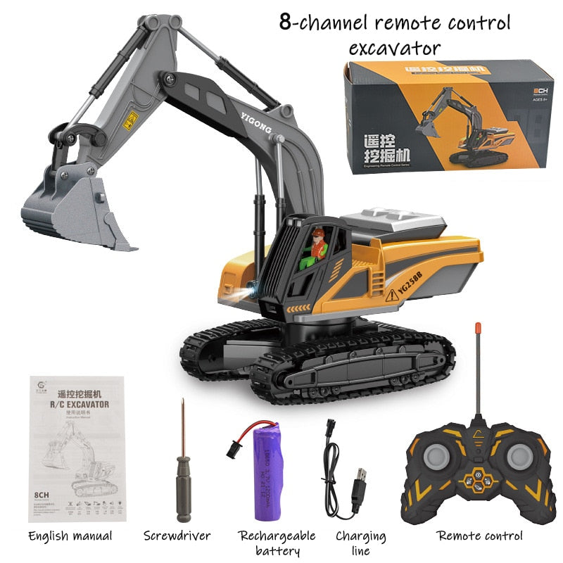 1: 20 Large Alloy Remote Control Excavator 11 Channel Crawler Excavator Children Boy Competition Engineering Vehicle Model Toy