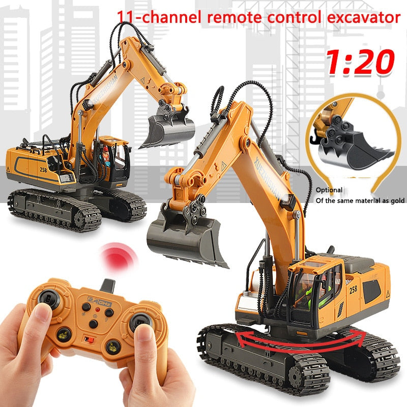 1: 20 Large Alloy Remote Control Excavator 11 Channel Crawler Excavator Children Boy Competition Engineering Vehicle Model Toy