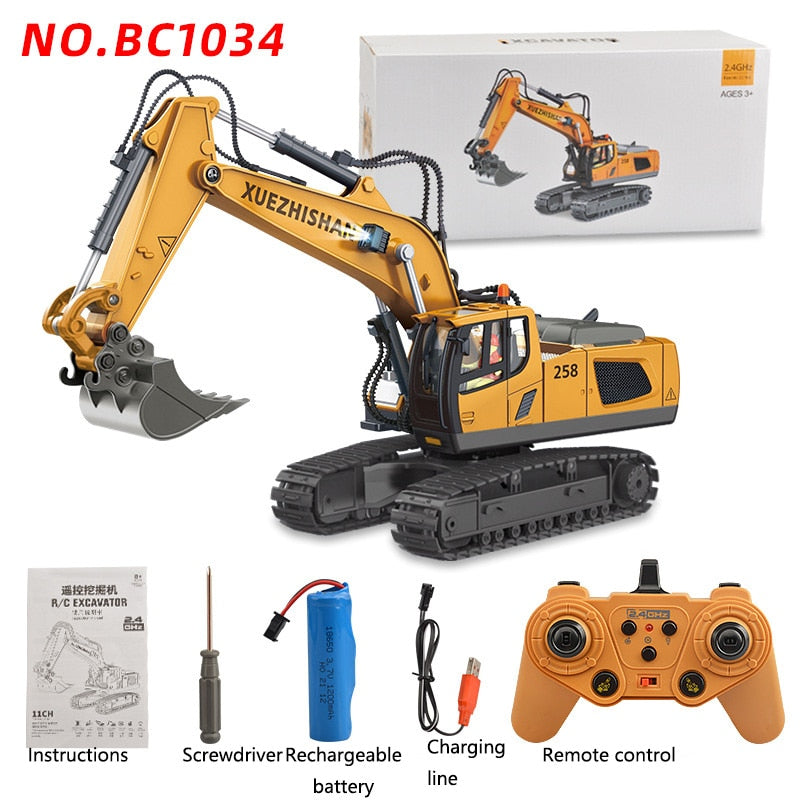 1: 20 Large Alloy Remote Control Excavator 11 Channel Crawler Excavator Children Boy Competition Engineering Vehicle Model Toy