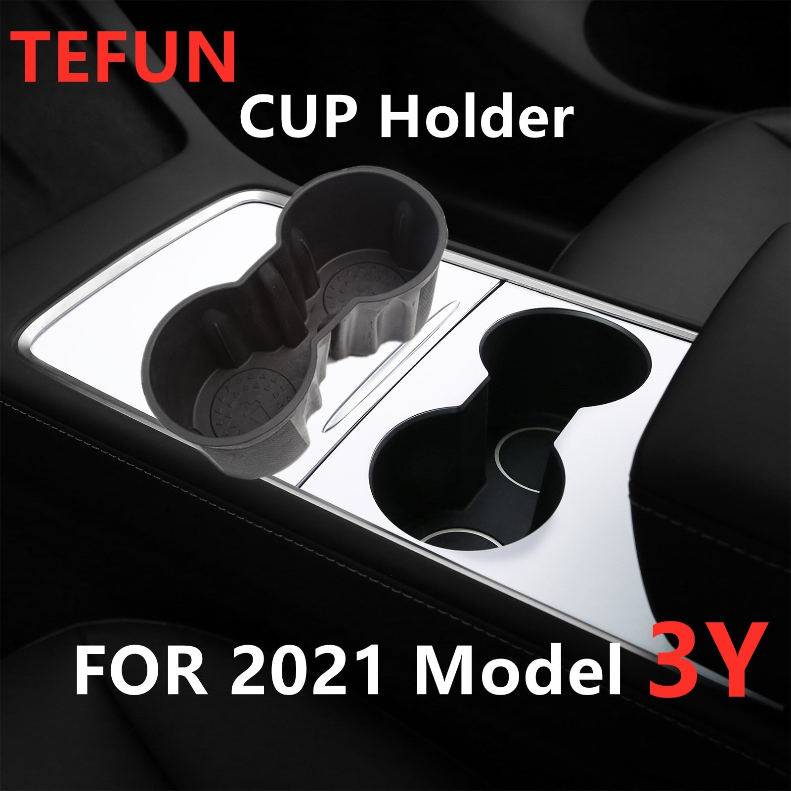 TEFUN Water Cup Holder For Tesla Model 3 Center Accessories Water Proof Car Coasters For Tesla Model Y Car Model3
