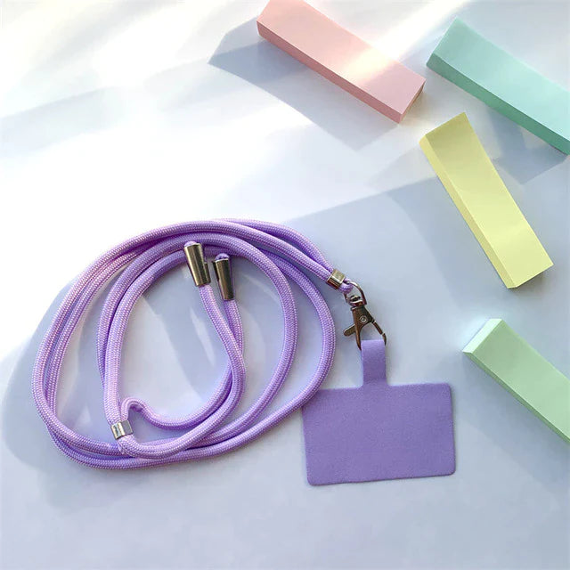 Universal Cell Phone Crossbody Nylon Patch Phone Lanyards Rope Strap Hanging Cord with Curing Cloth