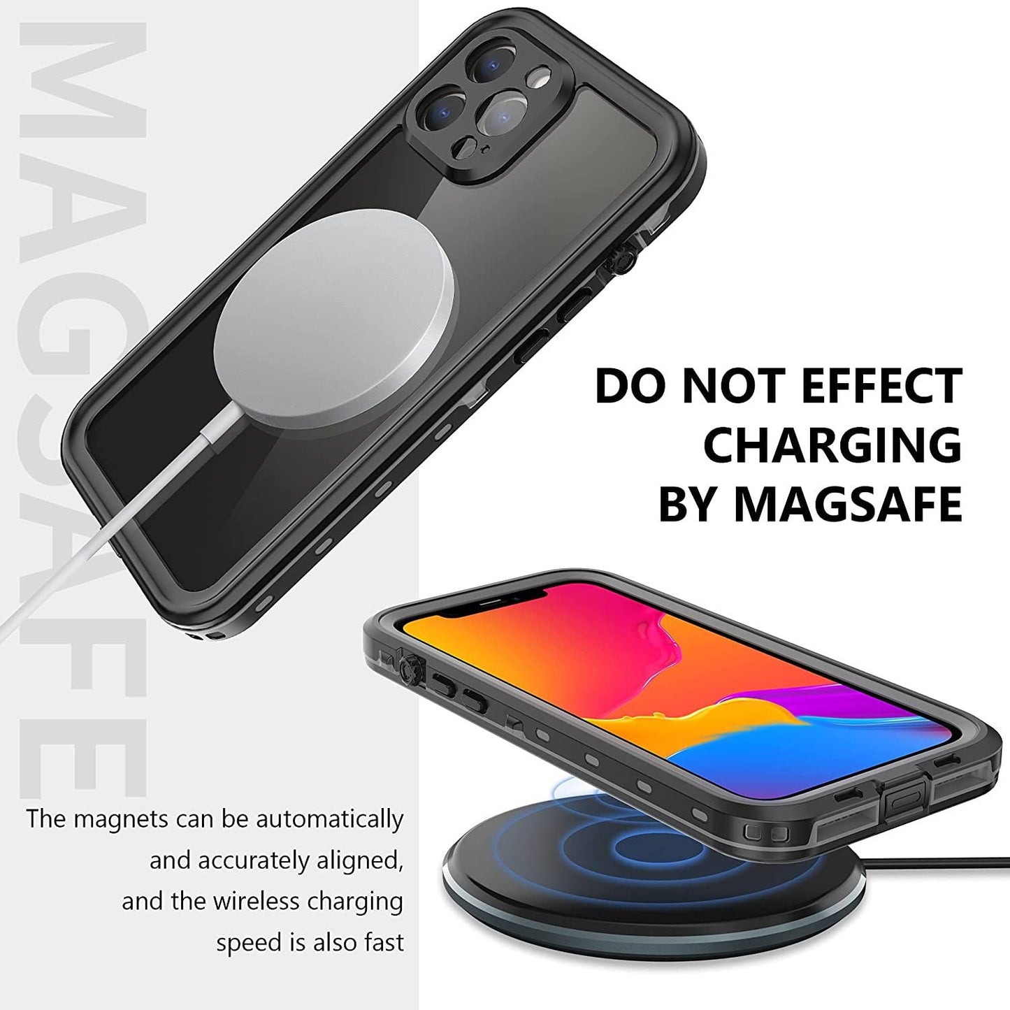 BLACKTECH Apple iPhone Waterproof With Magnetic Ring - Black