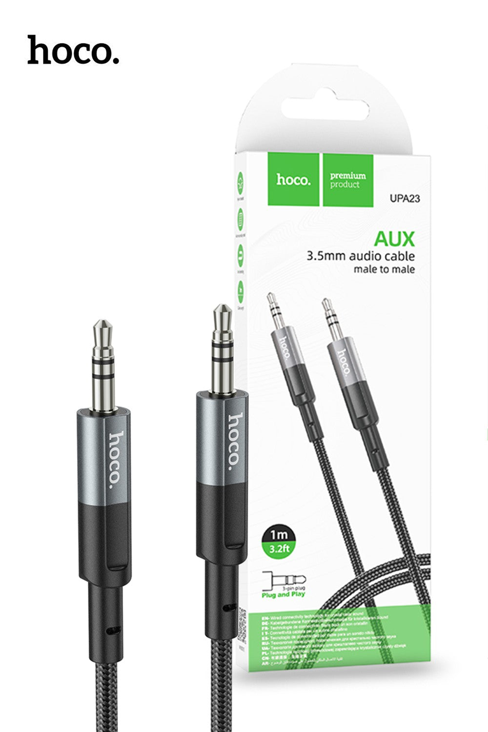 Hoco UPA23 Aluminum AUX Cable 100cm - Black