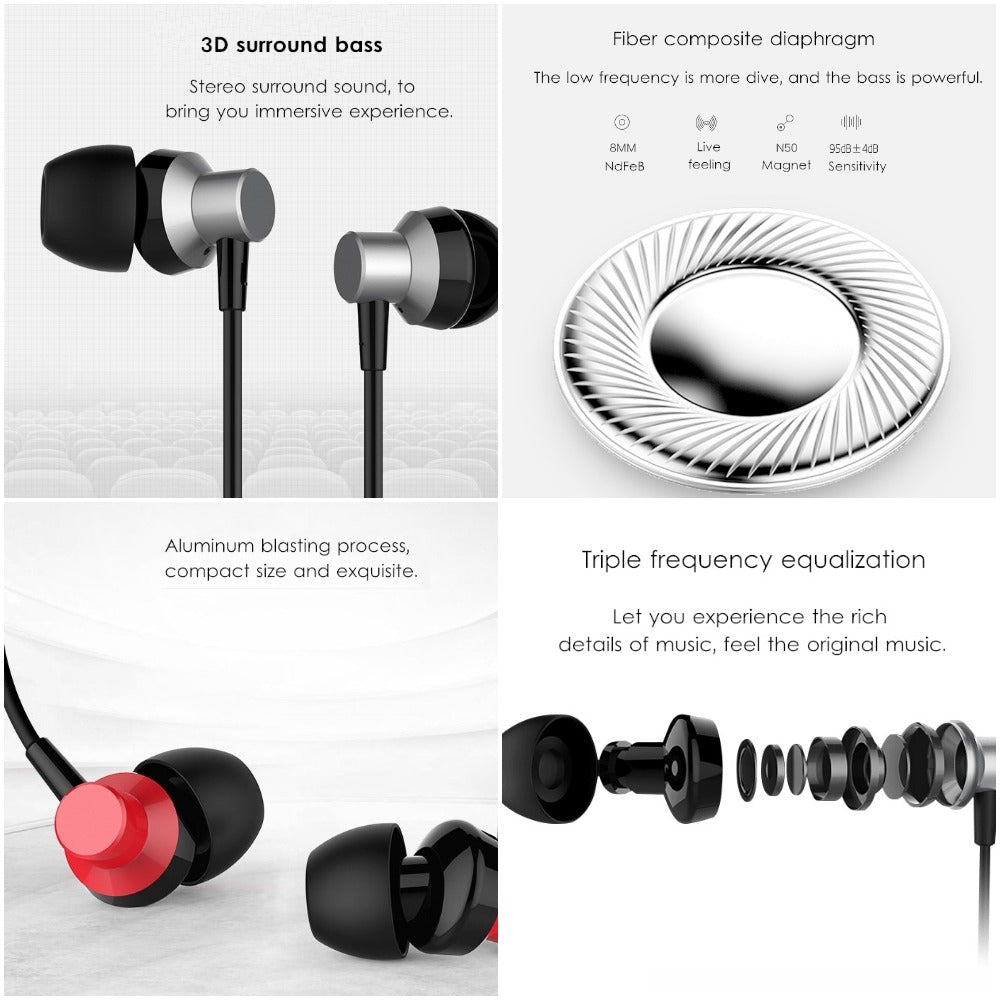 REMAX RM-512 3.5mm Wired Heavy Bass In-ear Headphones Built-In Mic