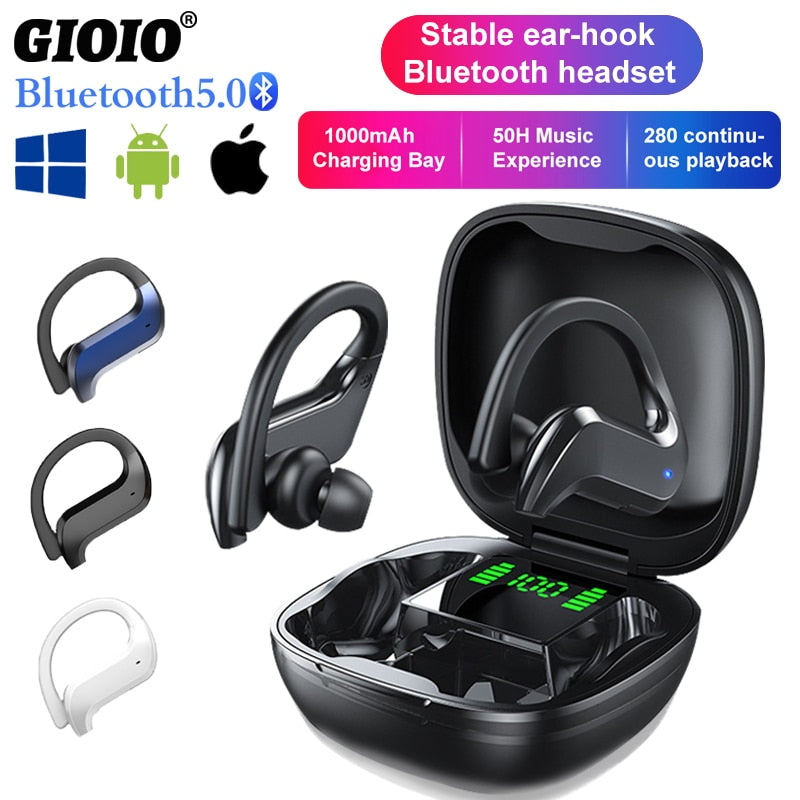 MD03 TWS Wireless Bluetooth Headphones Stable Ear-Hook Touch Control Digital Display For Oppo Huawei Iphone Xiaomi Sport Earbuds